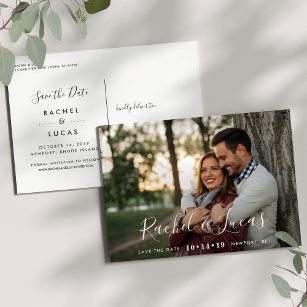 Elegantly Penned   Photo Save the Date Announcement Postcard