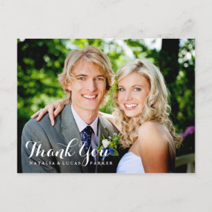 Elegantly Scripted Wedding Thank You Postcard