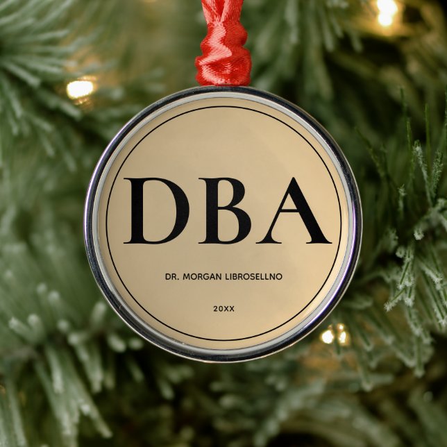 Elegantly Simple Gold DBA Graduation Metal Ornament (Tree)