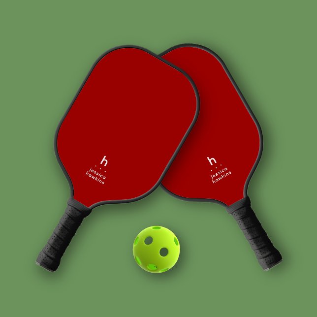 Elegantly Simple Monogram Crimson Red Personal Pickleball Paddle (Creator Uploaded)