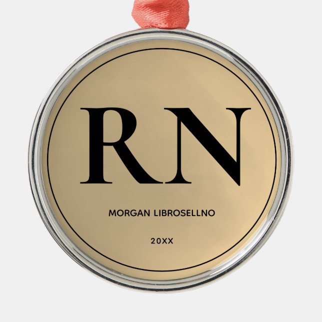 Elegantly Simple RN Nurse Metal Ornament (Front)