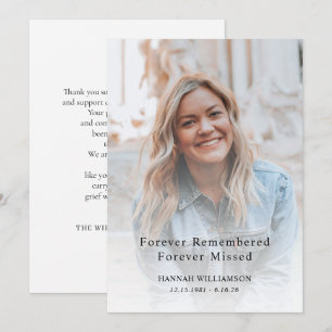 ElegantPhoto Bereavement Sympathy Funeral Memorial Thank You Card