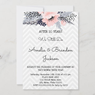 Elegants Flowers Wedding Anniversary Renewal  Invitation