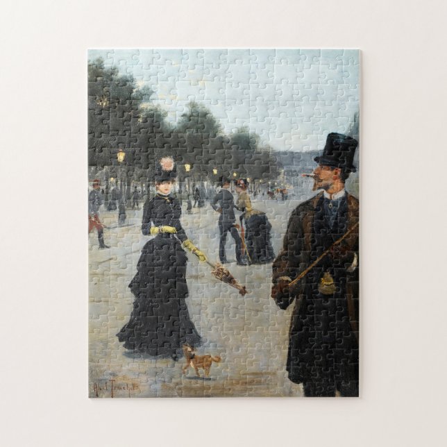 Élégants Wandering in Paris | Louis Abel-Truchet Jigsaw Puzzle (Vertical)