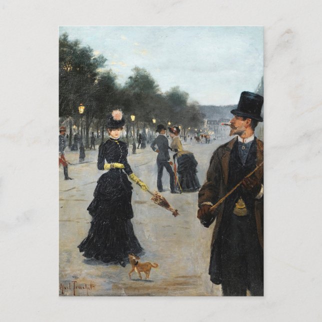 Élégants Wandering in Paris | Louis Abel-Truchet Postcard (Front)