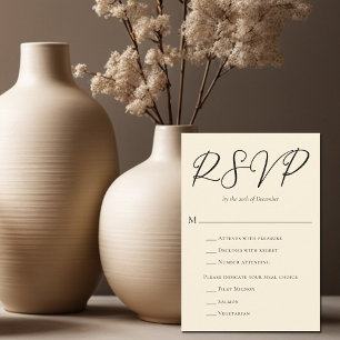 Eleganty Ivory Minimalist Wedding Meal Choice RSVP Card
