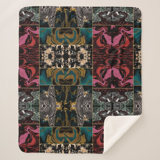 Elegent Abstract MARBLE Pattern Sherpa Blanket (Front)