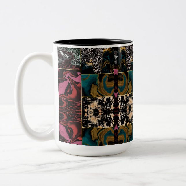 Elegent Abstract MARBLE Pattern Two-Tone Coffee Mug (Left)
