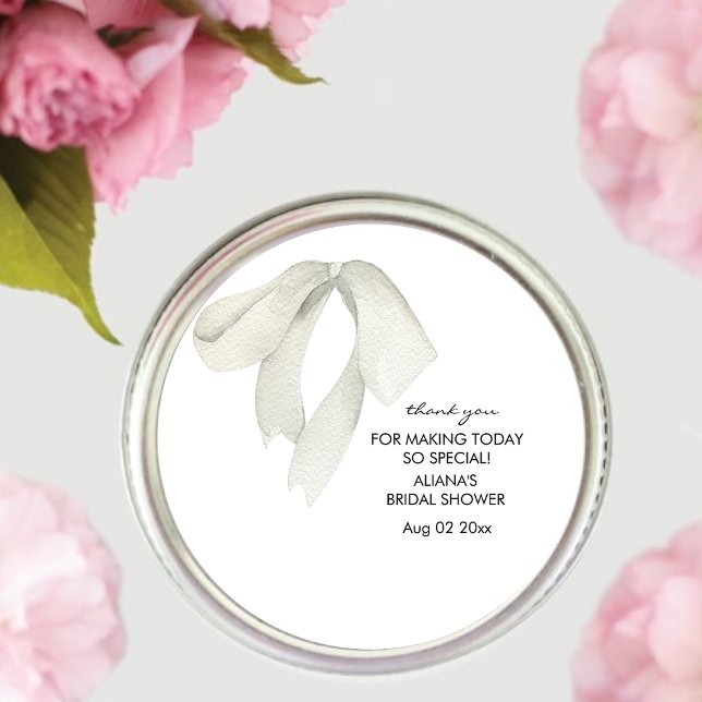  Elegent Bow She's Tying the Knot Bridal Shower  Classic Round Sticker (Creator Uploaded)