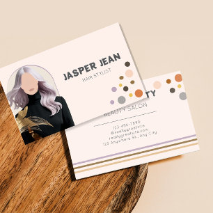 Elegent Chic Purple Long Hair Girl Hairstylist  Business Card