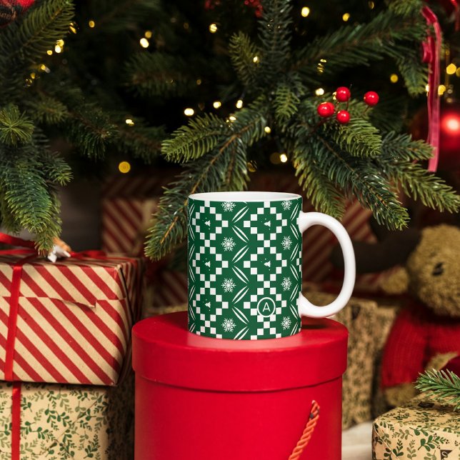 Elegent Christmas Sweater Seamless Green Pattern Coffee Mug (Creator Uploaded)