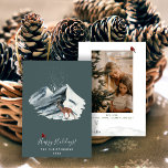 Elegent Christmas Winter Mountain Scene Photo Holiday Card<br><div class="desc">An elegant Christmas snowy mountain scene adorned with the revered reindeer and red cardinal bird. Easily customise your personal information along with your favourite photo.  An ideal Happy Holiday wishes to family and friends this season.</div>
