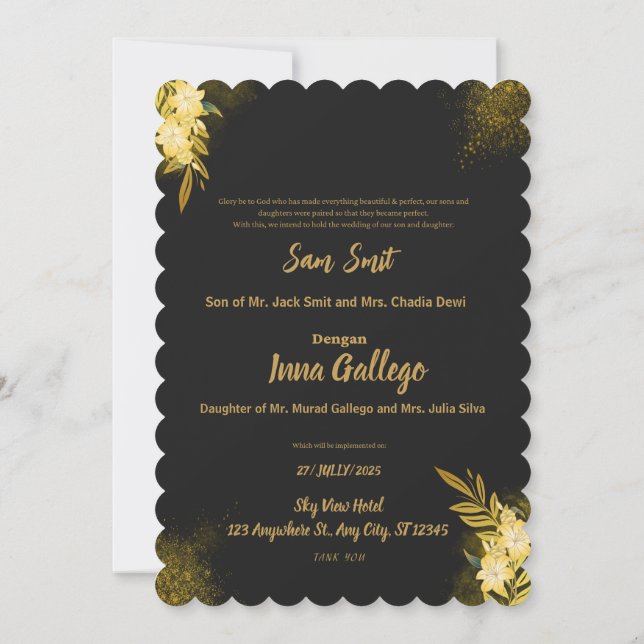 Elegent dual-faced and luxury wedding card  (Back)