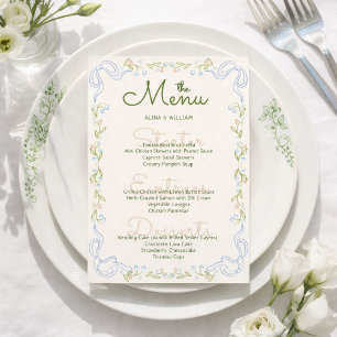 Elegent Floral Bow Border Minimal Menu