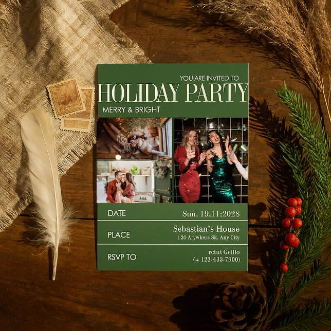 Elegent  Green Magazine Cover Christmas Party Holiday Card (Creator Uploaded)