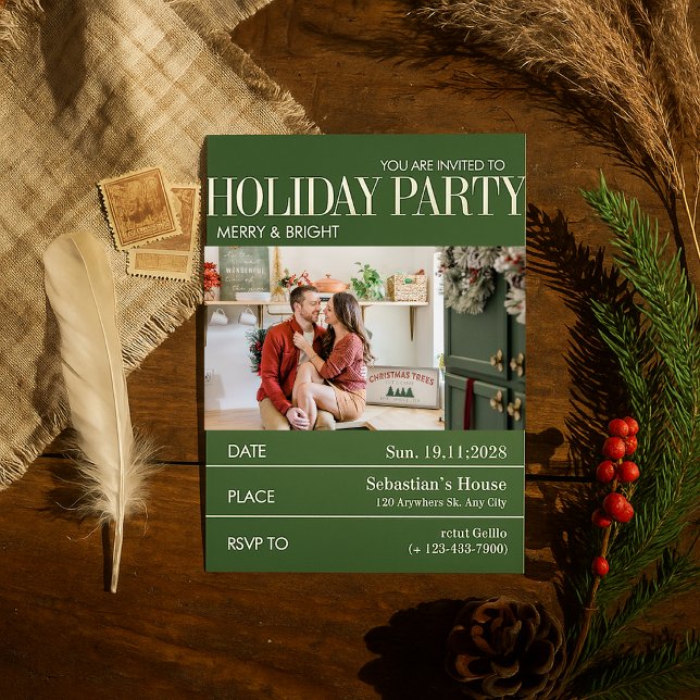 Elegent  Green Magazine Cover Christmas Party Invitation (Creator Uploaded)
