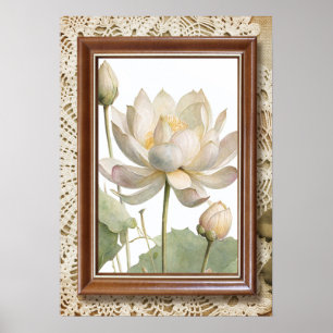"Elegent Lotus Flower Wall Art Print"