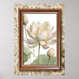 "Elegent Lotus Flower Wall Art Print"