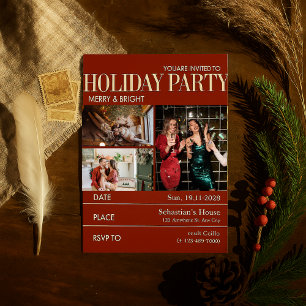 Elegent Red Magazine Cover Christmas Party Holiday Card