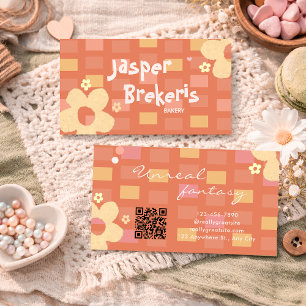 Elegent Retro Chic Orange Daisy Cute Business Card