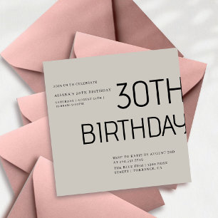 Elegent simple black and white lane 30th birthday  invitation