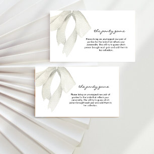 Elegent white Bow Bridal Shower The Panty Game Enclosure Card