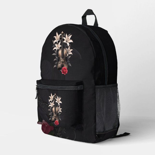 Elegy for a Fallen Song – Romantic Gothic Violin  Printed Backpack (Back Corner Right)