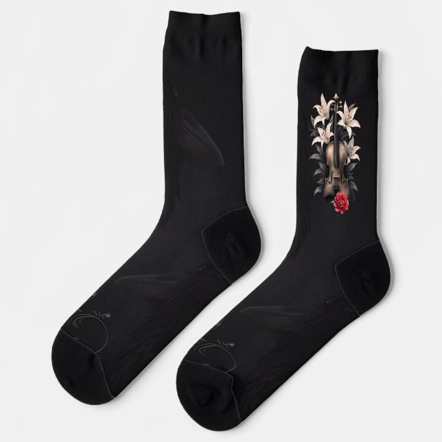 Elegy for a Fallen Song – Romantic Gothic Violin  Socks (Left)