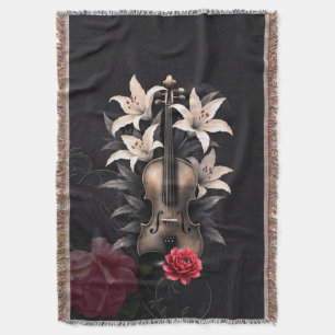 Elegy for a Fallen Song – Romantic Gothic Violin Throw Blanket