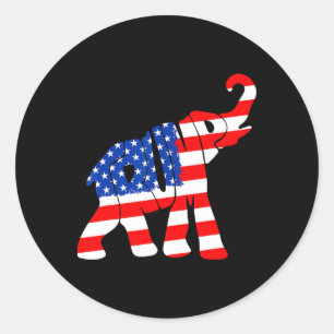 Elehphant American Flag Trump For Women Men Classic Round Sticker
