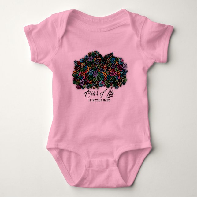 Elelgant Colour of Life Design Baby Bodysuit (Front)