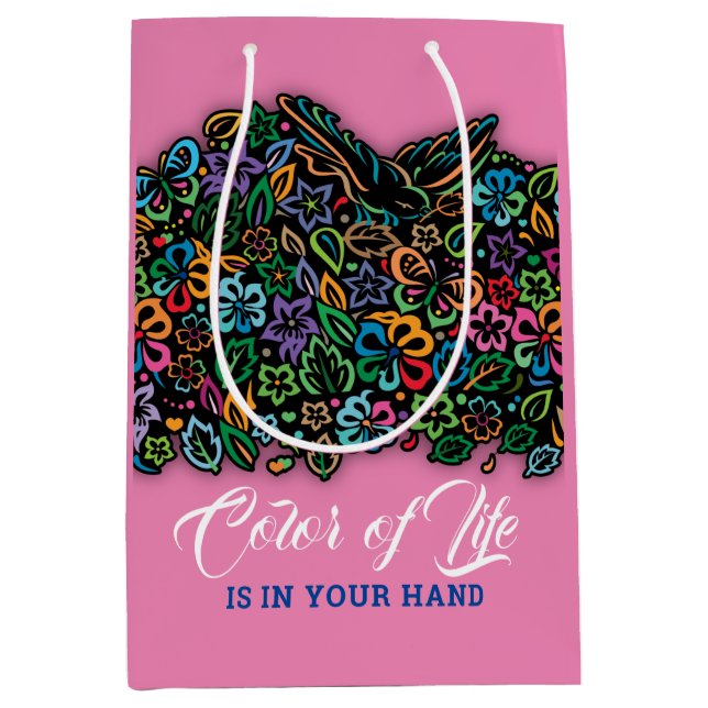 Elelgant Colour of Life Design Medium Gift Bag (Front)