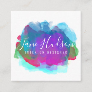 Elelgant Colourful Minimalist Editable 2.5x2.5 Sq Square Business Card