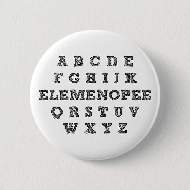 Elemenopee Alphabet Funny Button Badge (Front)