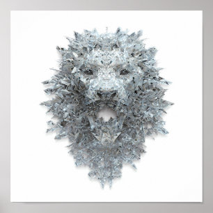 Elemental Abstract Art: Crystallised Guardian Lion Poster