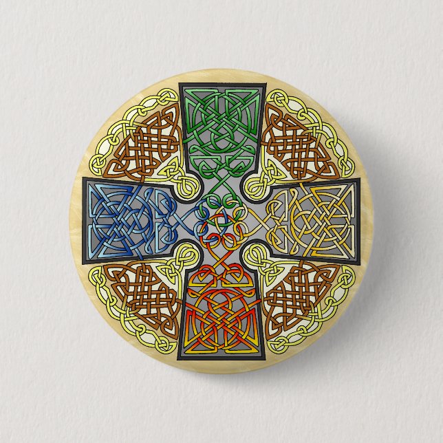 Elemental Celtic Cross Medallion 6 Cm Round Badge (Front)