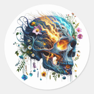 Elemental Floral Inferno Classic Round Sticker