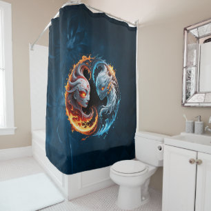 Elemental harmony, yin and yang of nature. shower curtain