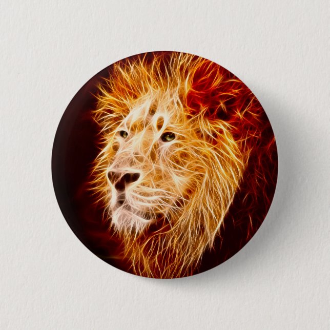 Elemental lion 6 cm round badge (Front)