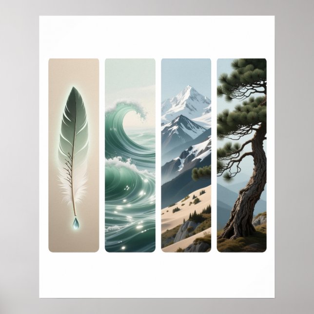 Elemental Nature Feather Wave Mountain Pine Poster (Front)