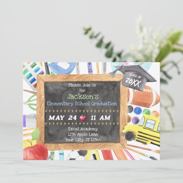 Elementary Graduation Ceremony Announcement Invite (Standing Front)