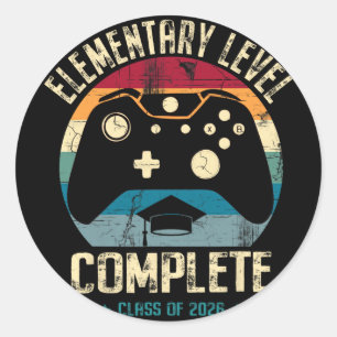 Elementary Level Complete Gamer Cl Of 2026 Graduat Classic Round Sticker