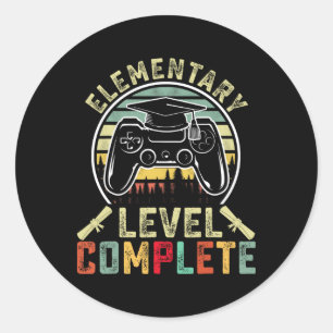 Elementary Level Complete Gamer Elementary Graduat Classic Round Sticker