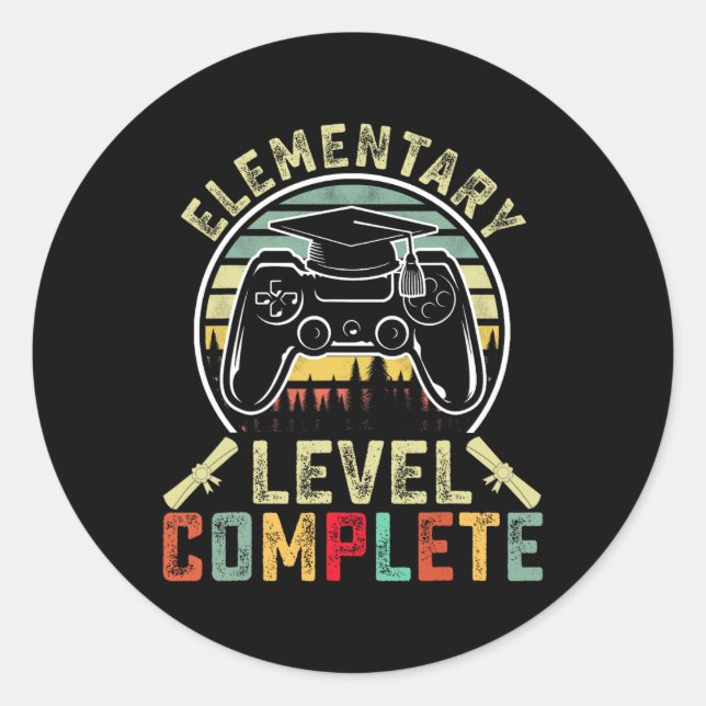 Elementary Level Complete Gamer Elementary Graduat Classic Round Sticker (Front)