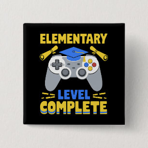 Elementary Level Complete Gaming Gamer Graduation 15 Cm Square Badge