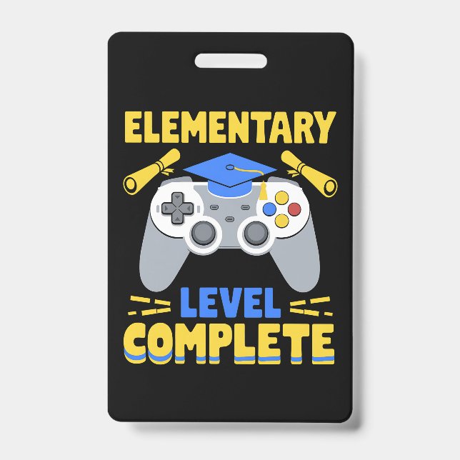 Elementary Level Complete Gaming Gamer Graduation ID Badge (Front)
