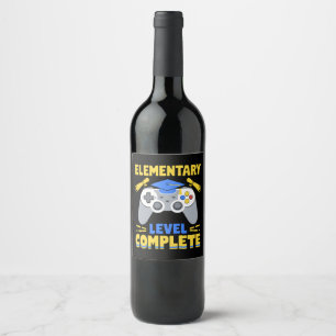 Elementary Level Complete Gaming Gamer Graduation Wine Label