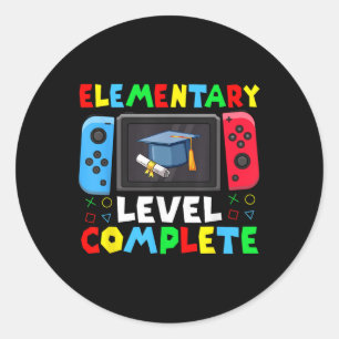 Elementary Level Complete Graduation Cl 2025 Gamer Classic Round Sticker