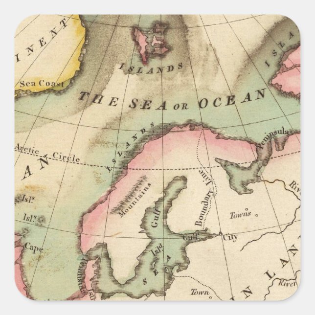 Elementary Map Square Sticker (Front)