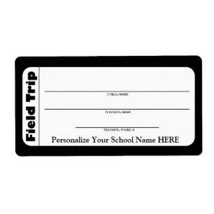 Elementary / Pre-School Child Field Trip Labels